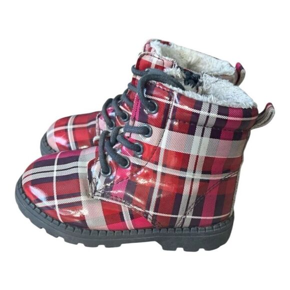 Boots Red Plaid Toddler Girls Size 4-5 Fleece Lined Zipper Toddler H&M Outdoor - Picture 9 of 10